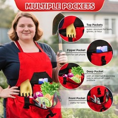 Canvas Gardening Apron for Women/Men, Harvest Apron with Waterproof Pouch & A…